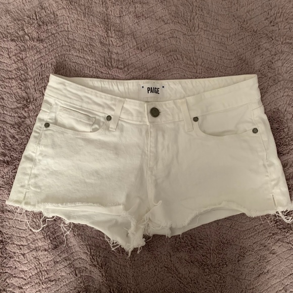 paige white denim shorts